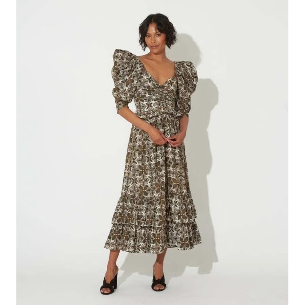 Cleobella Brown Floral Midi Dress